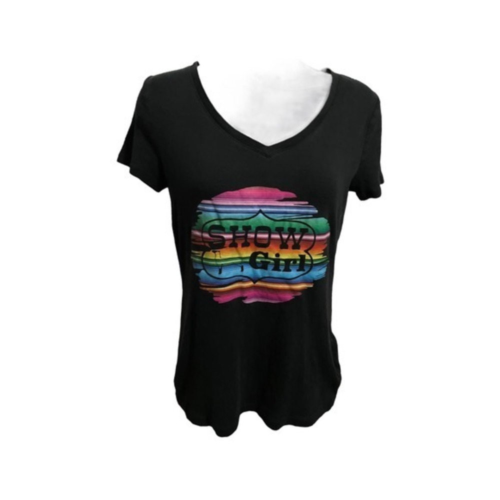 Merona Black T-shirt Size XS Show Girl Serape